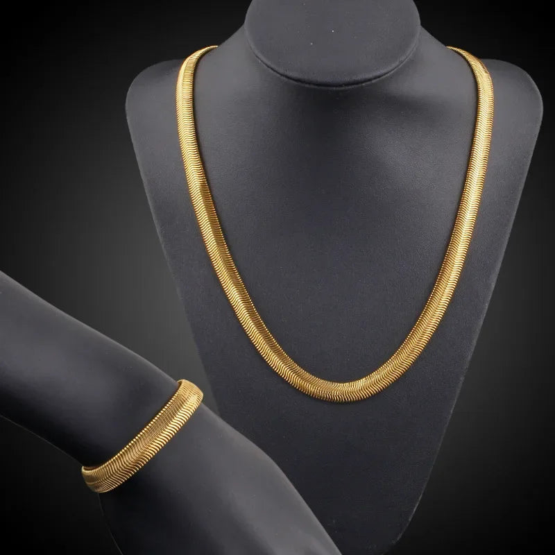 Gold Plated 925 Silver 6mm Snake Bone Chain Necklace
