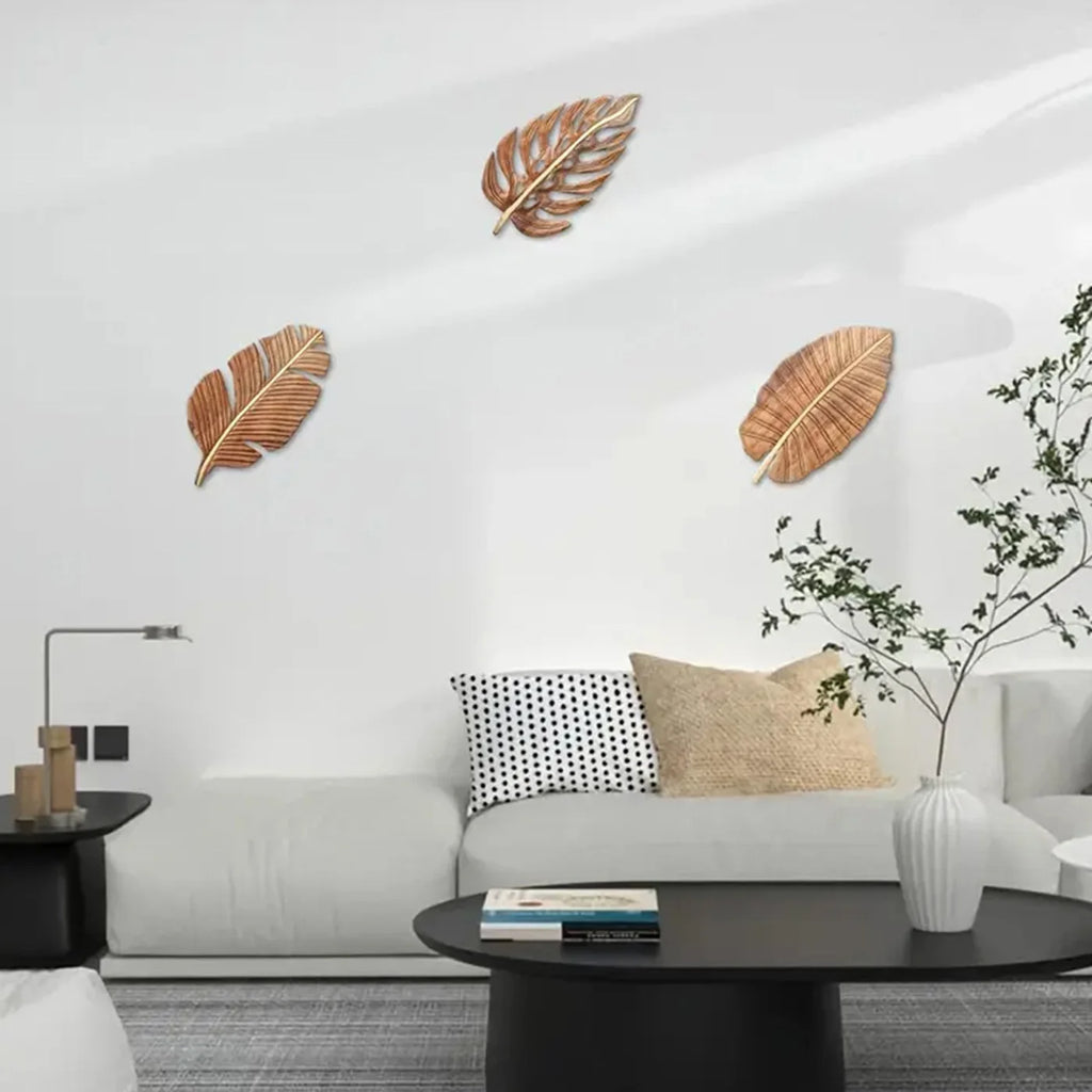 3-Piece Wooden Leaf Wall Art
