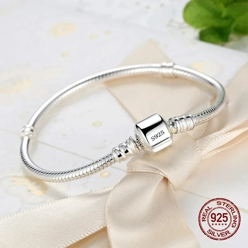 925 Sterling Silver Snake Chain Bracelet for Women – Elegant Charm Design