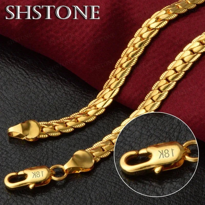 Gold Plated 925 Silver 6mm Full Sideways Necklace
