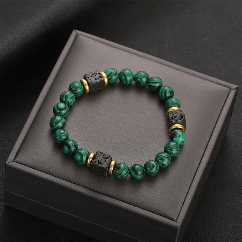 Natural Malachite Bead Bracelet – Elegant Design for Men & Women
