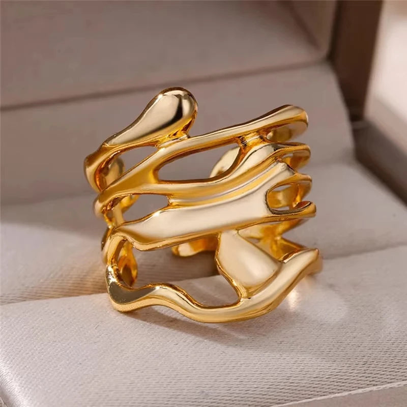 Evil Eye Gold Zircon Adjustable Ring