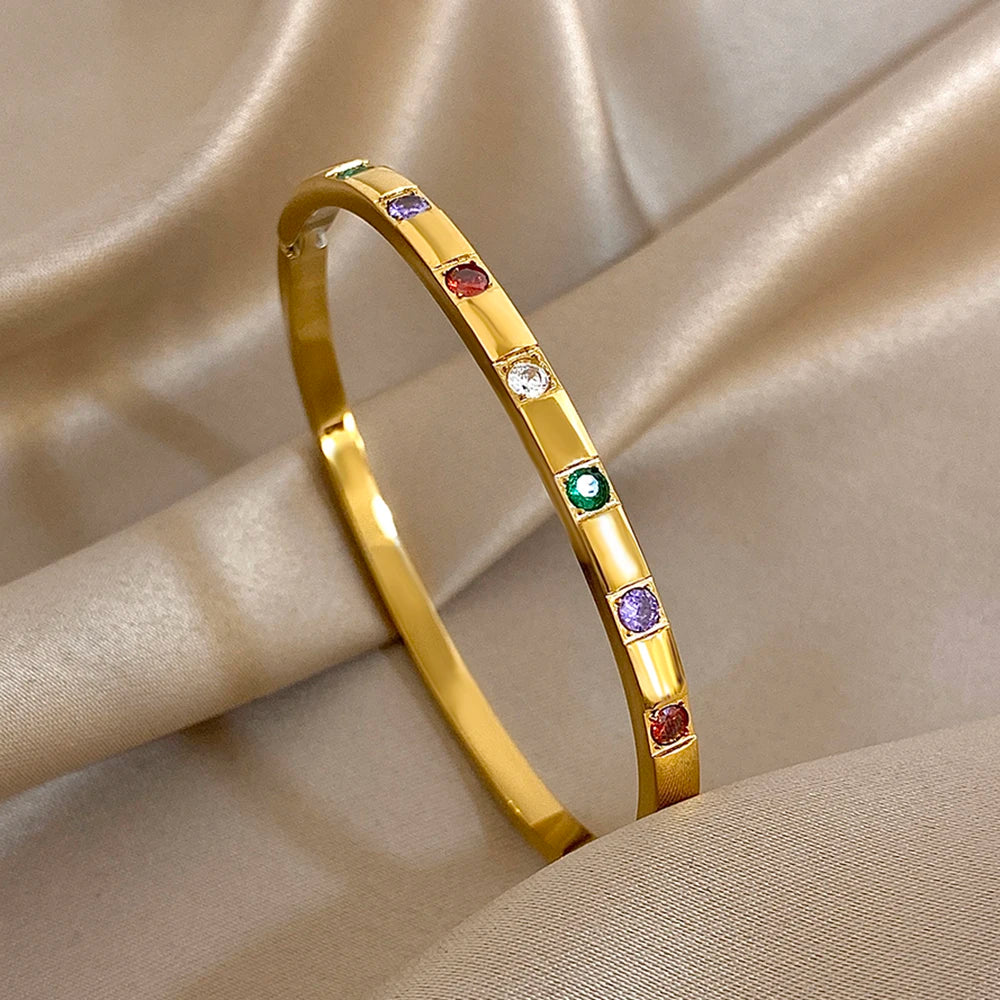 Gold Plated Rhinestone Cuff Bracelet