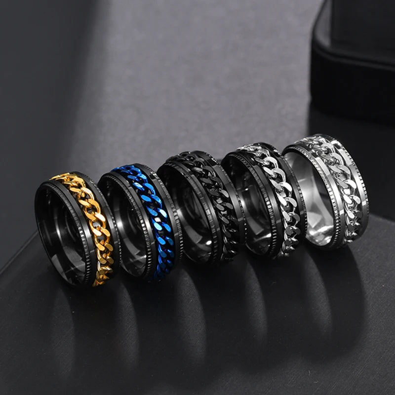 Rotatable Stainless Steel Punk Spinner Ring