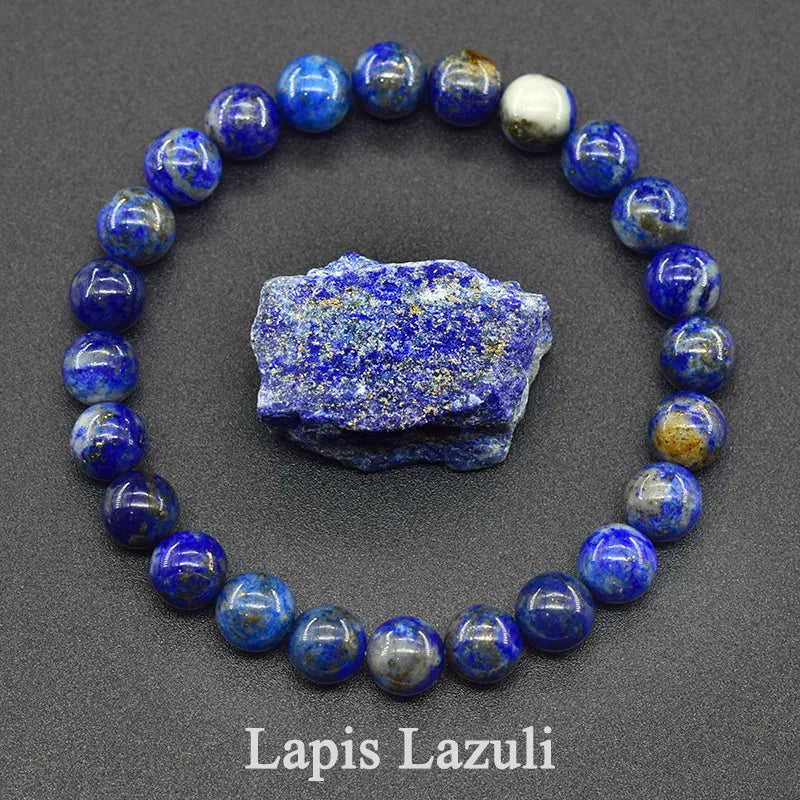 Natural Lapis Lazuli Bead Bracelet – Elegant Design for Men & Women