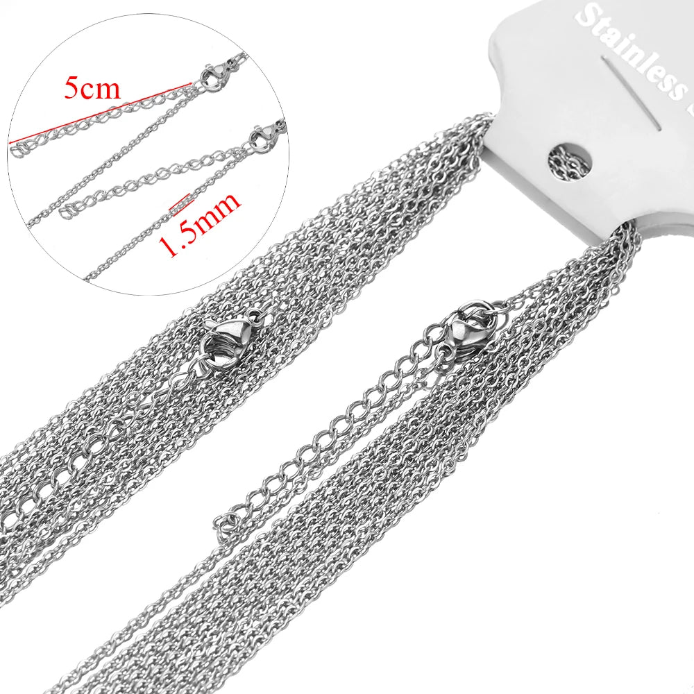 Gold Stainless Steel Adjustable Chains, 10pcs