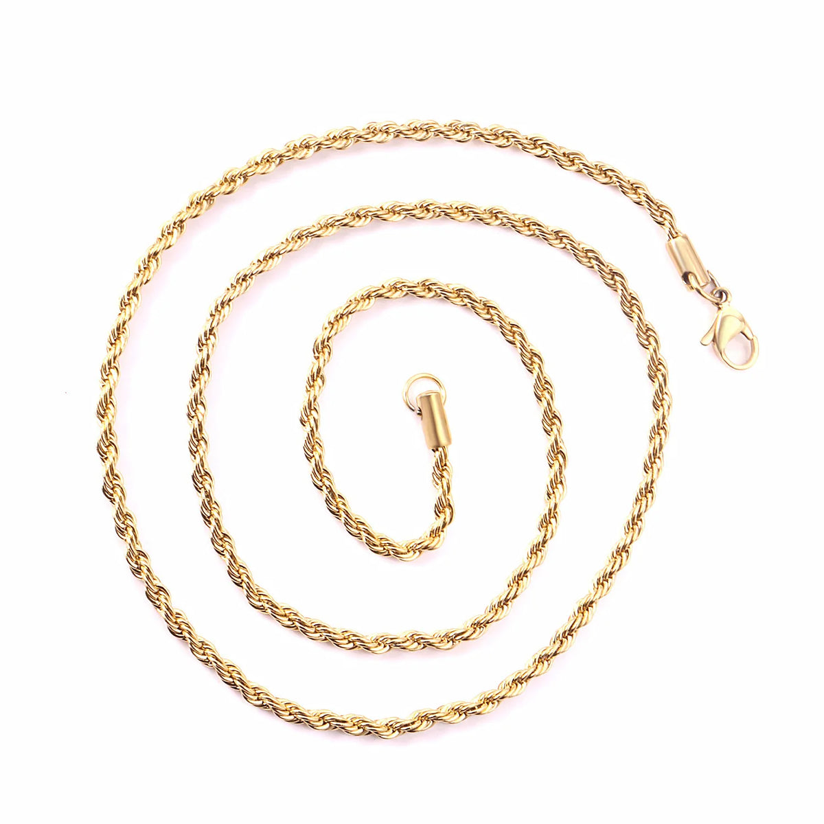Dainty Gold Rope Chain Necklace 2–4mm
