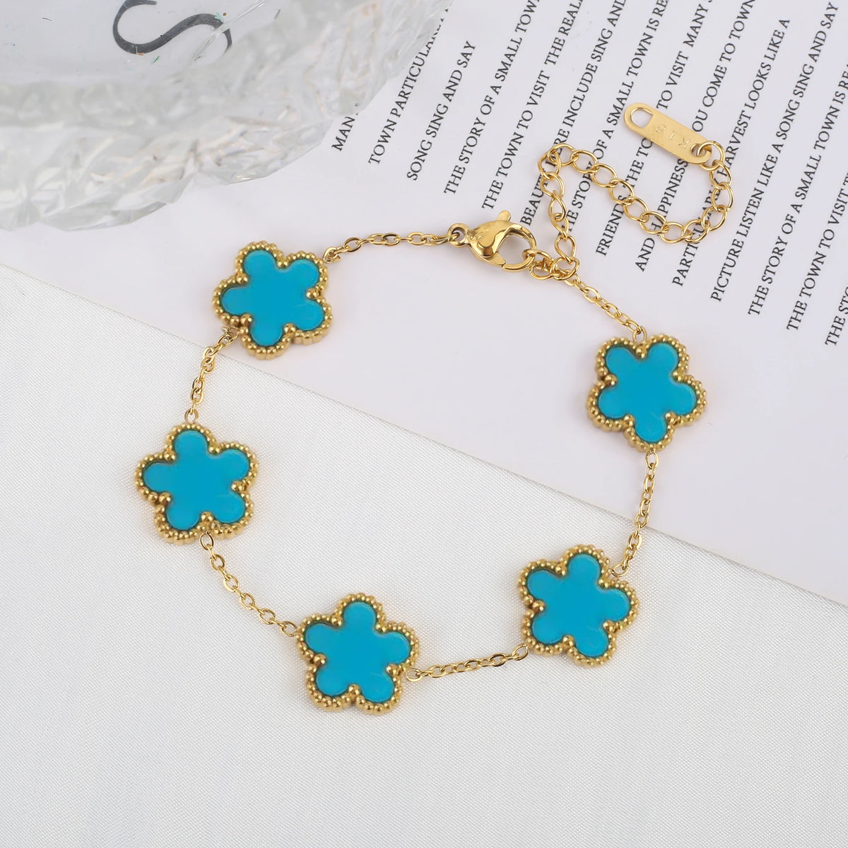 Clover Flower Adjustable Stainless Steel Bracelet