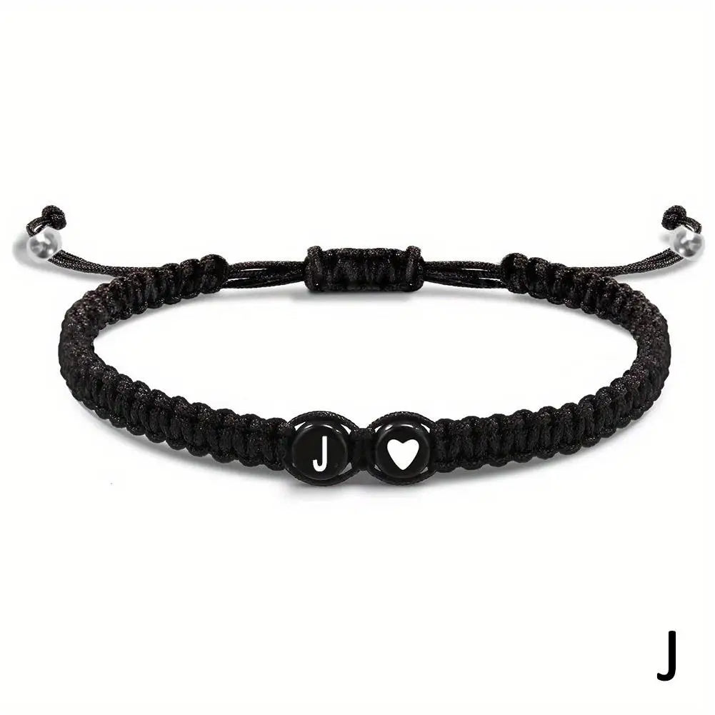 Initial Heart Bracelet – Adjustable A-Z Design for Men & Women