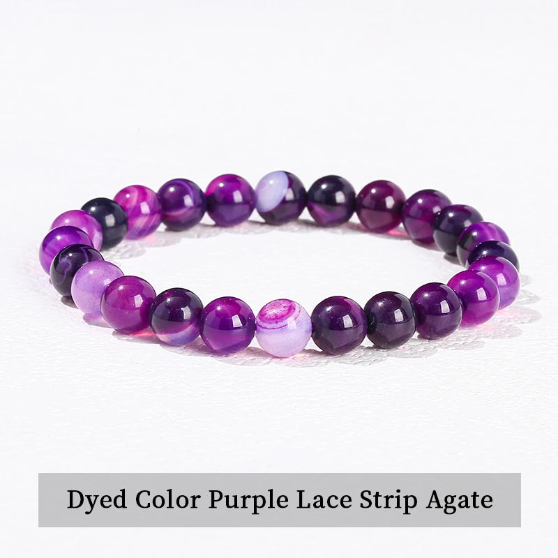Natural Stone Bead Bracelet – Amethyst, Tiger Eye & Crystal Design for Men & Women