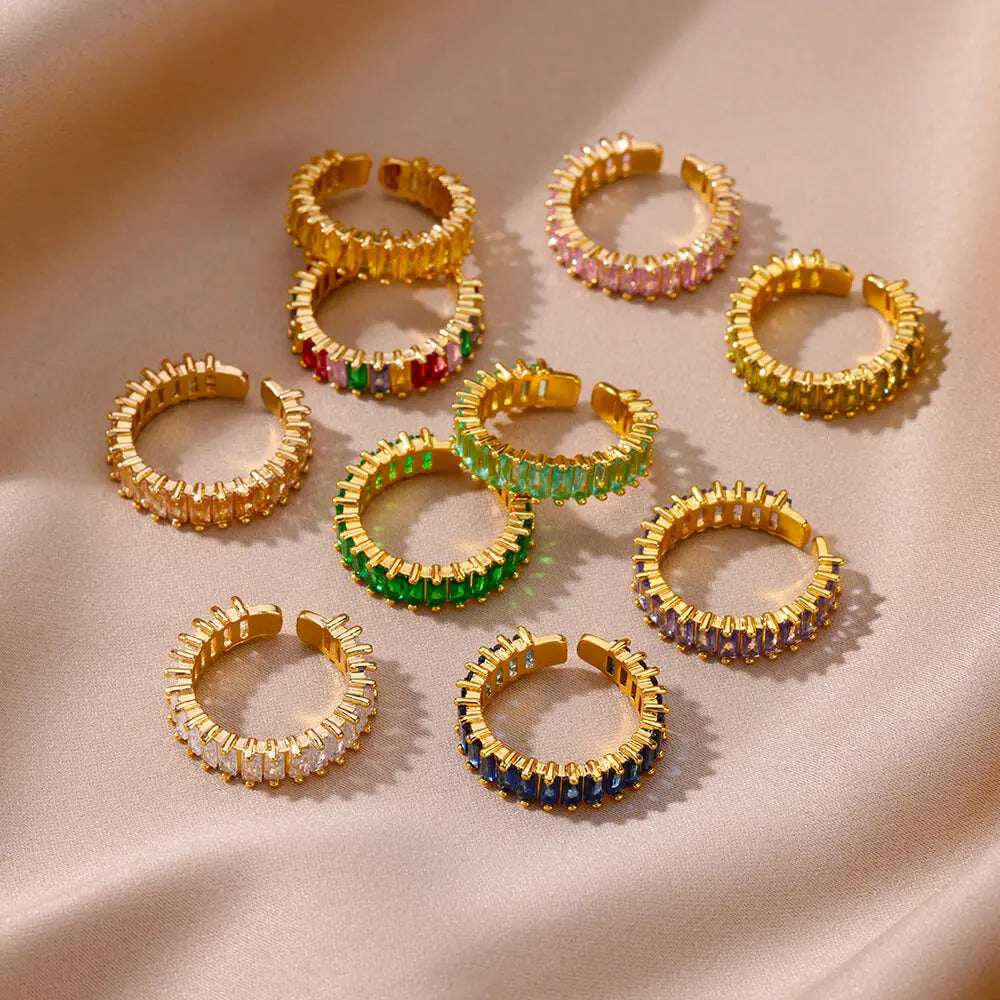 Gold CZ Stainless Steel Ring for Women