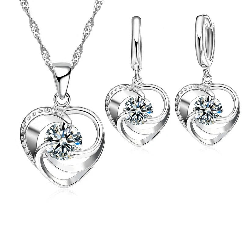 Heart Necklace and Earring Set