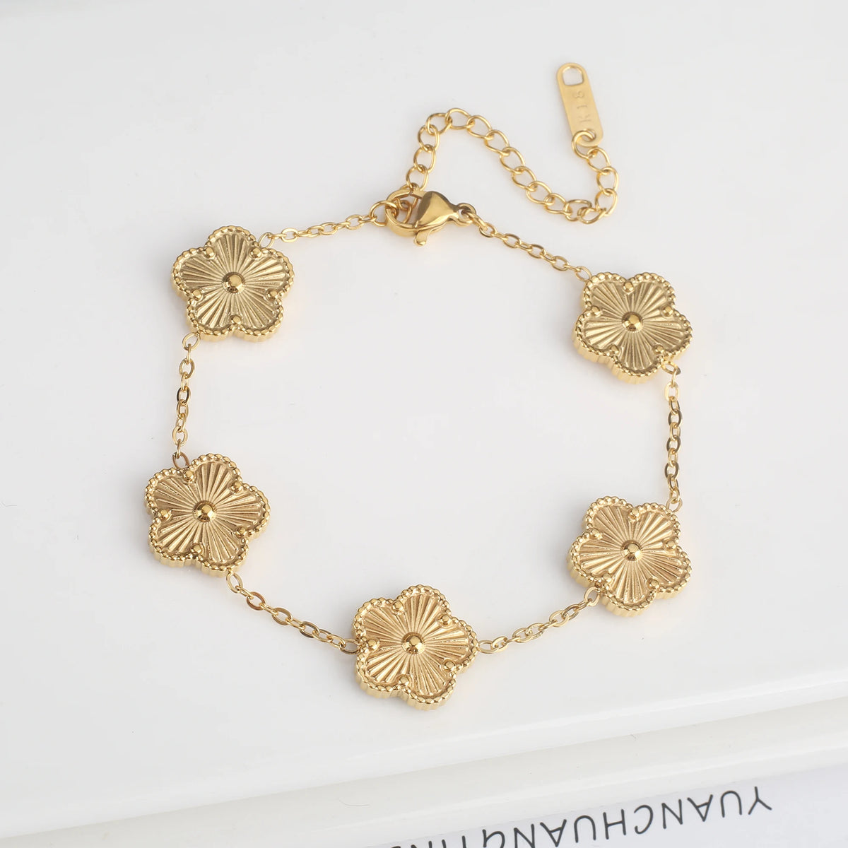 Clover Flower Adjustable Stainless Steel Bracelet