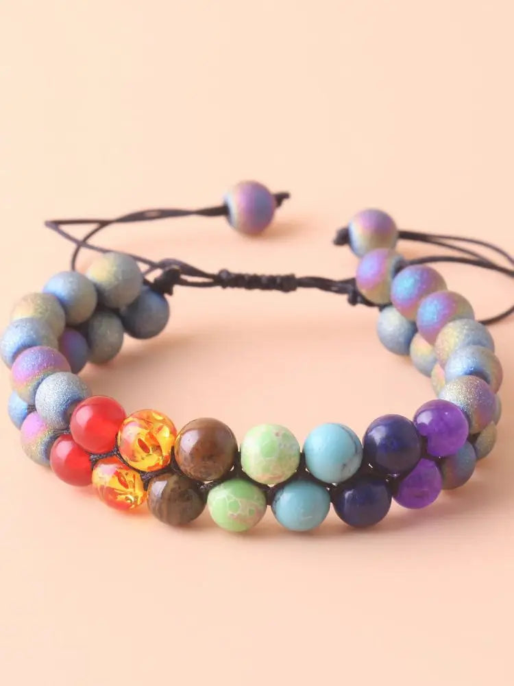 7 Chakra Crystal Bead Bracelet – Adjustable Yoga & Meditation Design
