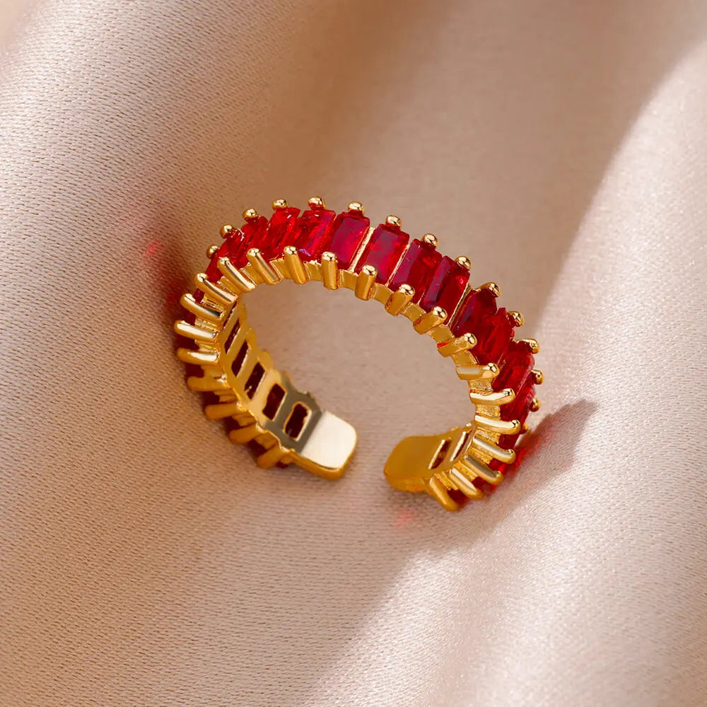 Gold CZ Stainless Steel Ring for Women
