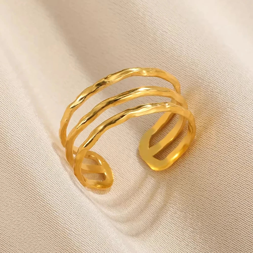 Gold Geometric 316L Stainless Steel Ring