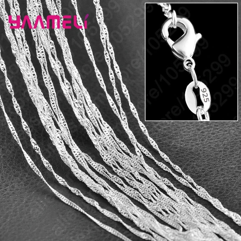10PCS 925 Sterling Silver Chain Necklace Set