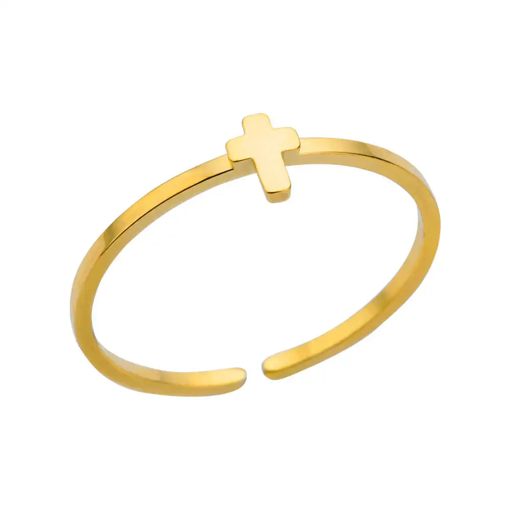 Gold 316L Stainless Steel Star Adjustable Ring