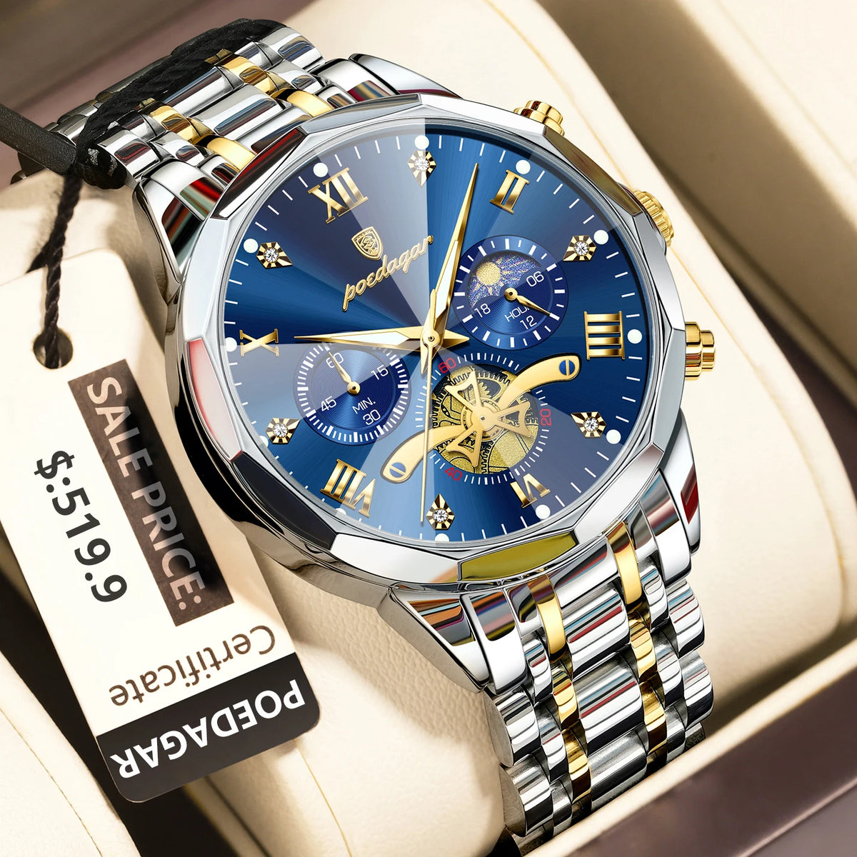 POEDAGAR Luxury Men’s Waterproof Chronograph Watch