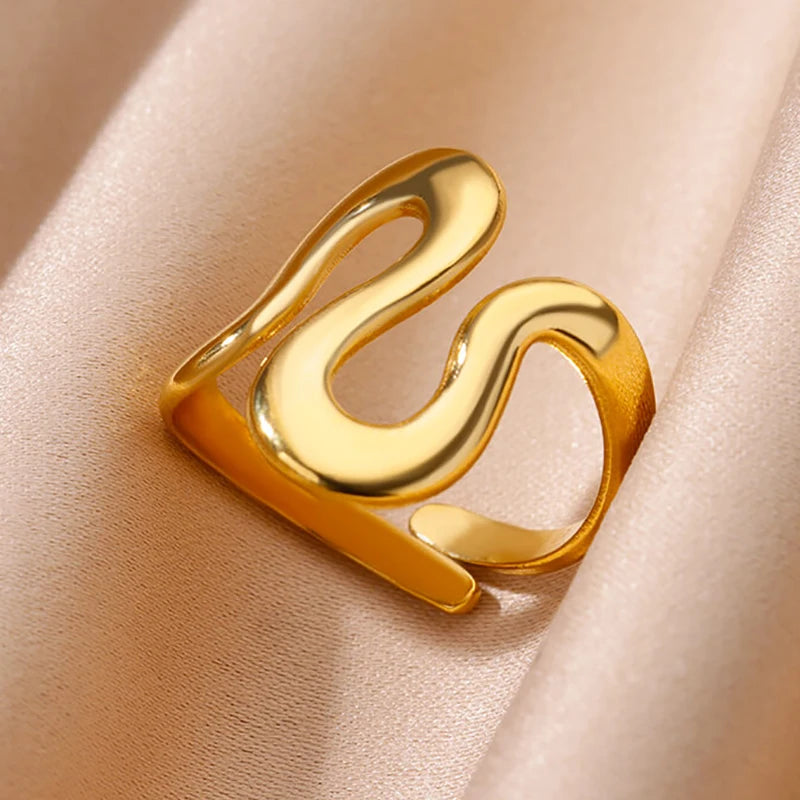 Gold Geometric 316L Stainless Steel Ring