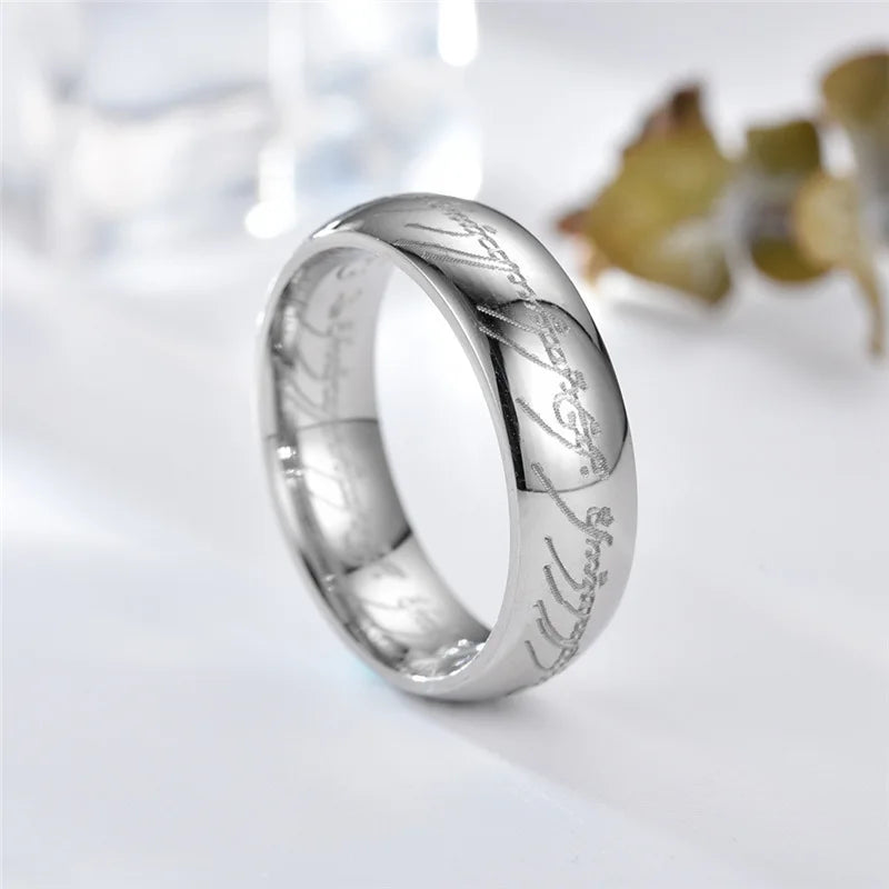 6mm Stainless Steel Laser Engraved Couple Rings