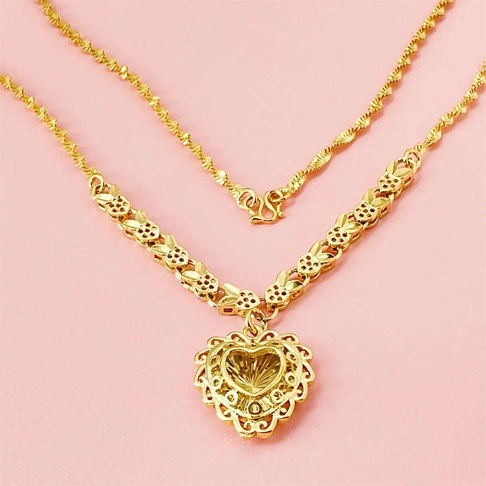 Gold Plated 925 Silver Love Heart Pendant Necklace