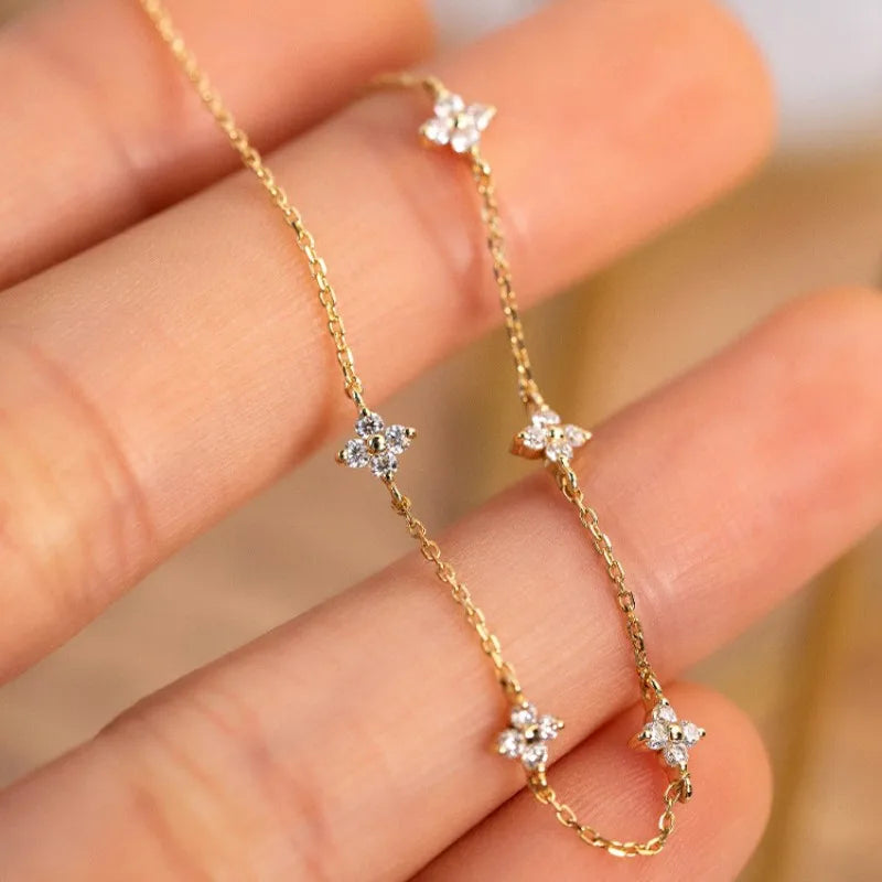 18K Gold-Plated Zircon Flower Bracelet
