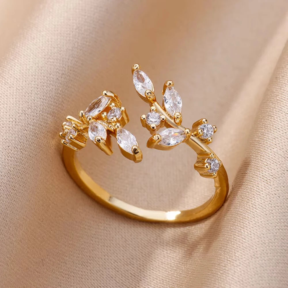 Evil Eye Gold Zircon Adjustable Ring