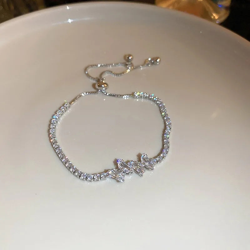 Adjustable Rhinestone Wave Bracelet for Women