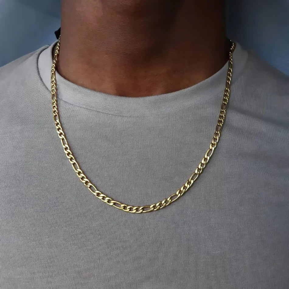 18K Gold Filled Figaro Chain Necklace 4mm
