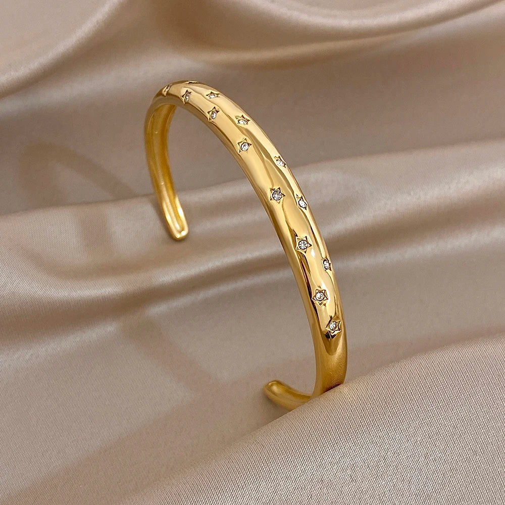 Gold Plated Rhinestone Cuff Bracelet