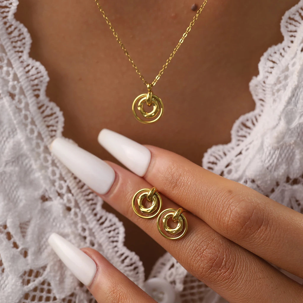 18K Gold-Plated Necklace and Earring Set