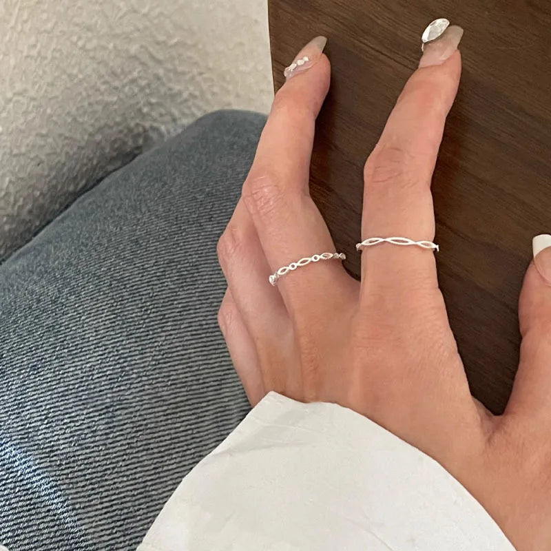 Sterling Silver Hollow Love Heart Ring for Women