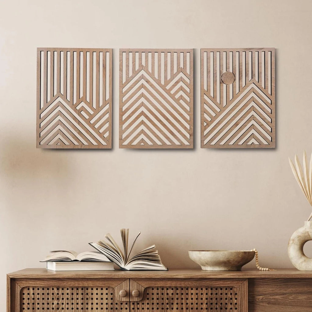 Retro Wooden Wall Art Set