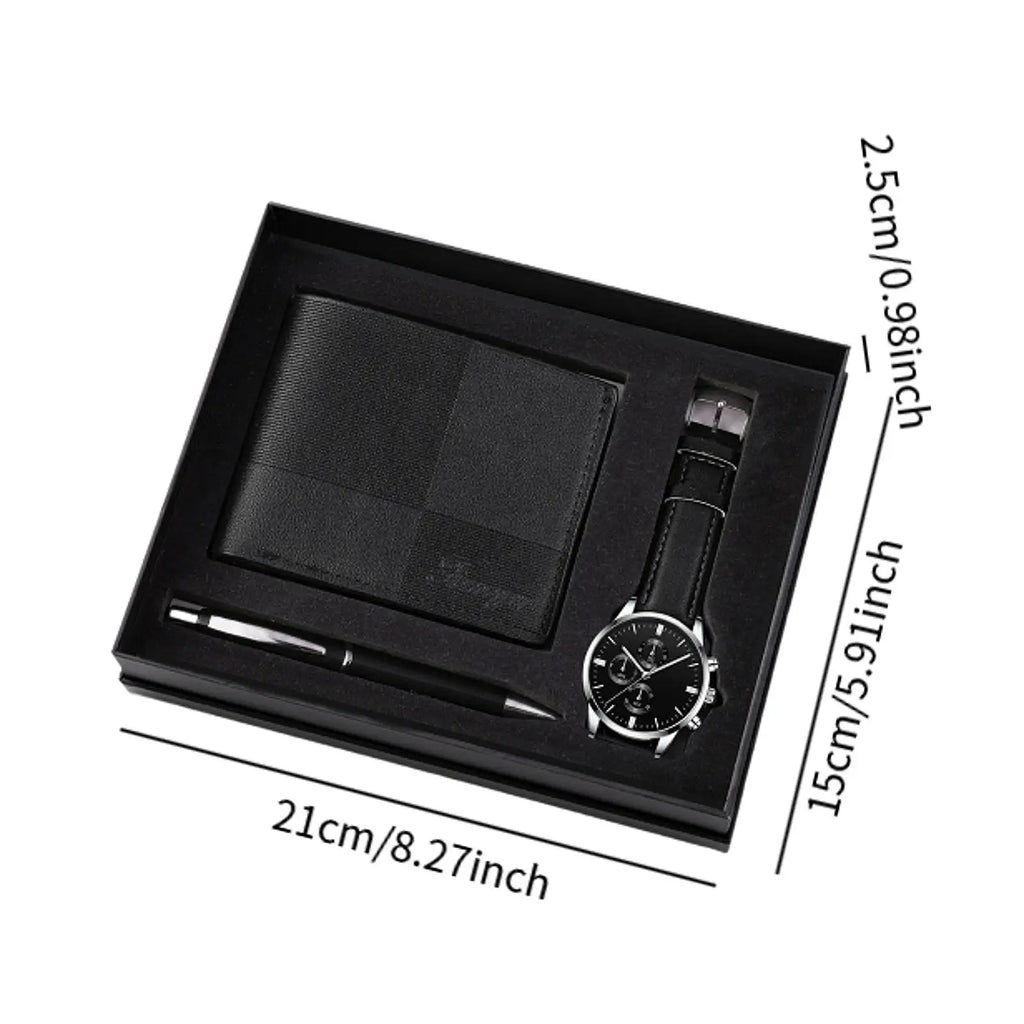Men's Gift Set Combination Set Beautifully Decoration Watch Wallet Pen Set for Male Holiday Anniversary Fathers Day Couple