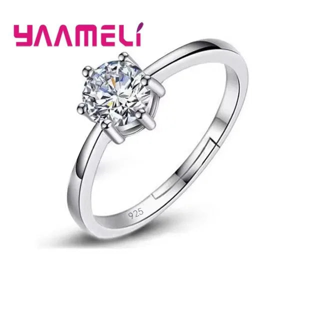 S925 Sterling Silver Crystal Wedding Ring