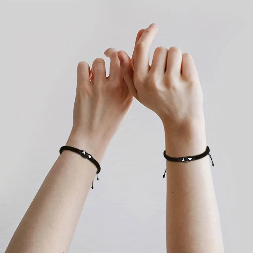 Initial Heart Bracelet – Adjustable A-Z Design for Men & Women