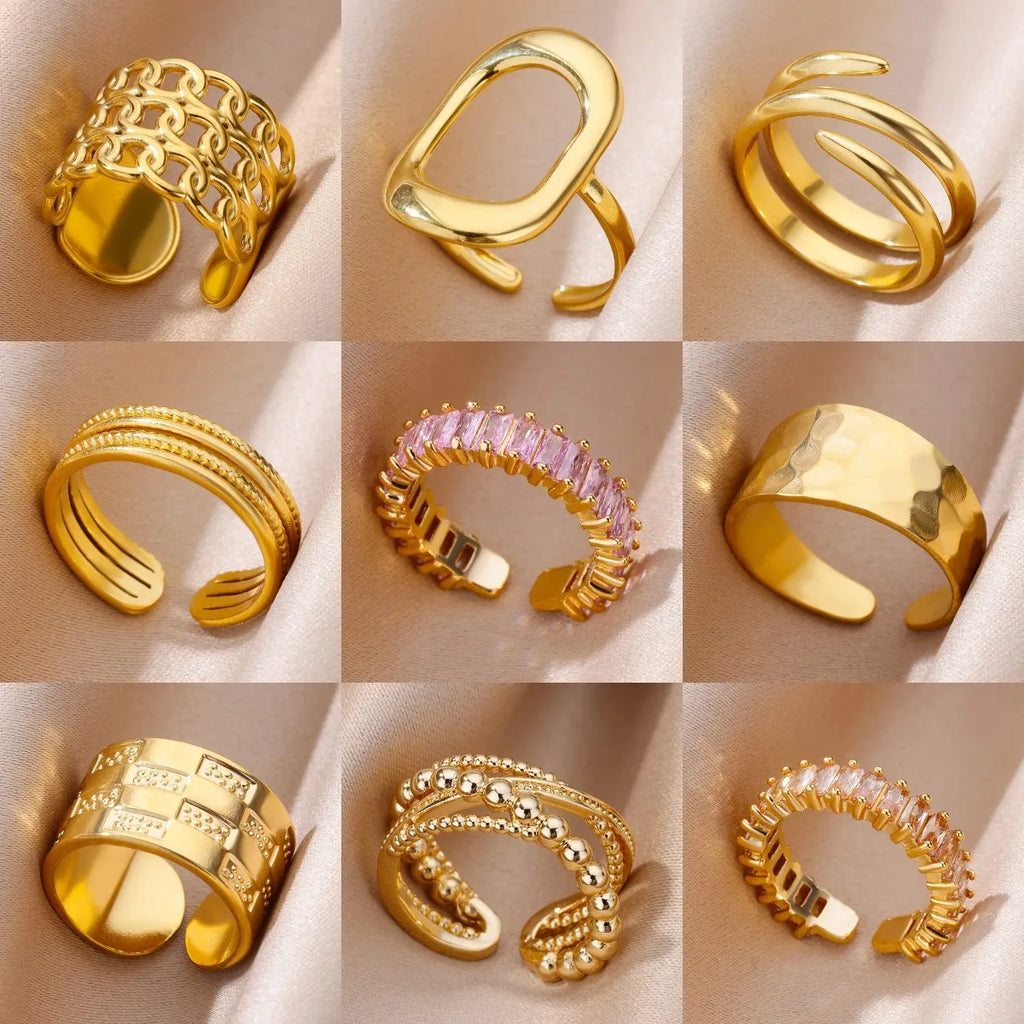 Gold Stainless Steel Classic Women's Ring