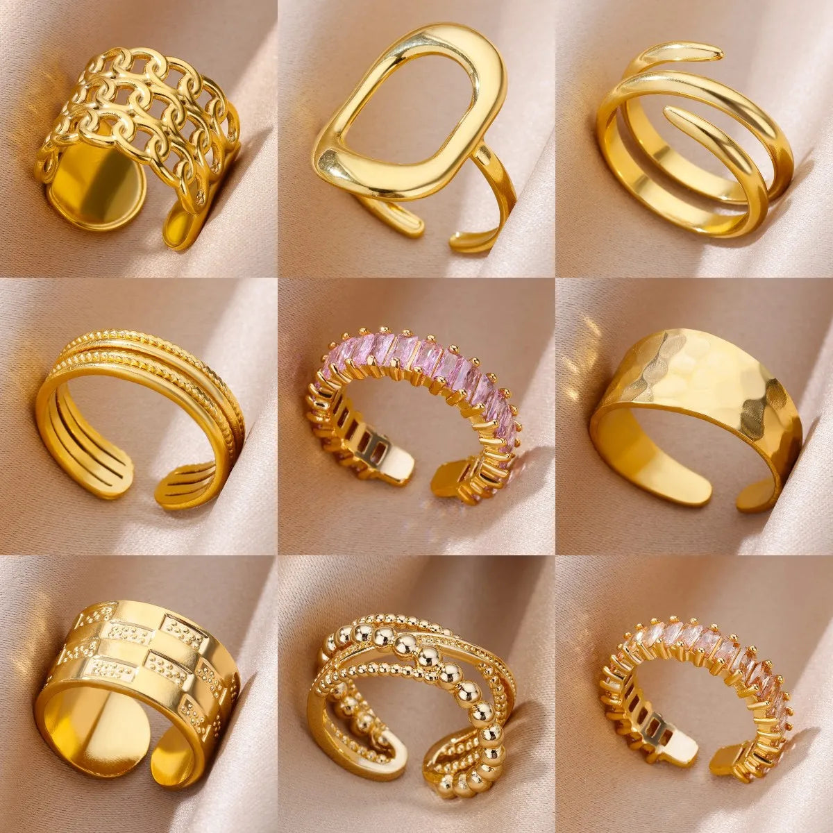 Gold Stainless Steel Classic Women's Ring