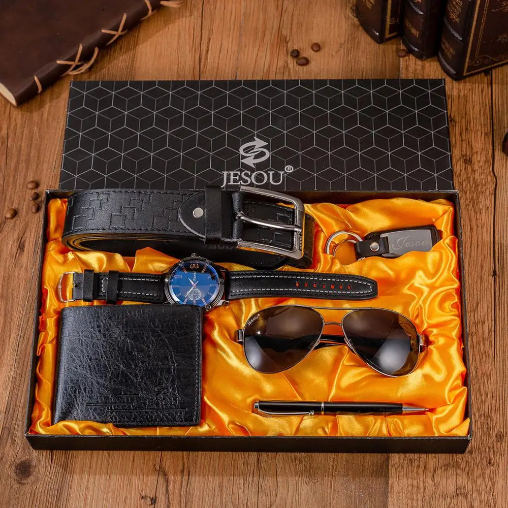 6pcs Men's Watch & Accessories Gift Set