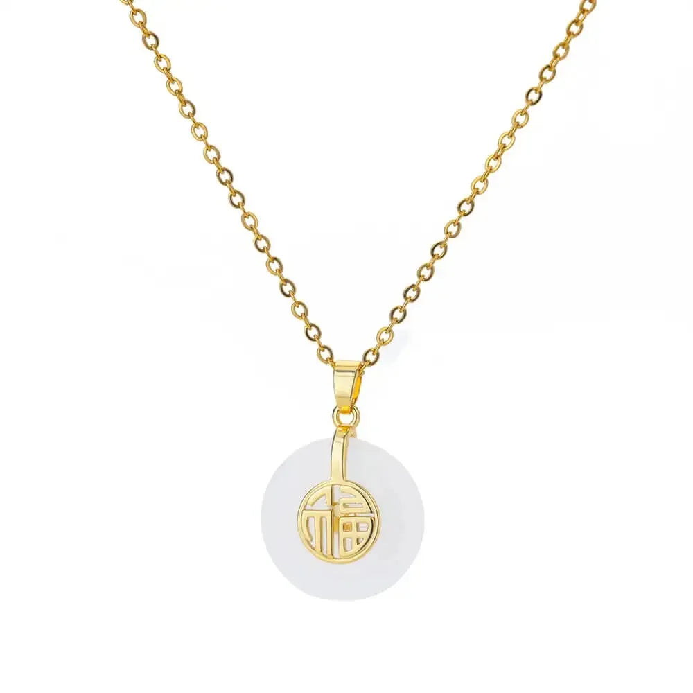 Gold Opal Oval Pendant Necklace for Women