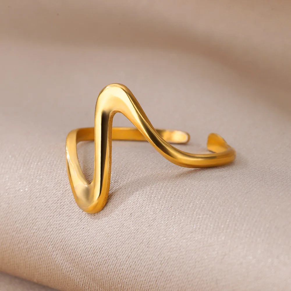 Gold Stainless Steel Waterproof Open Ring