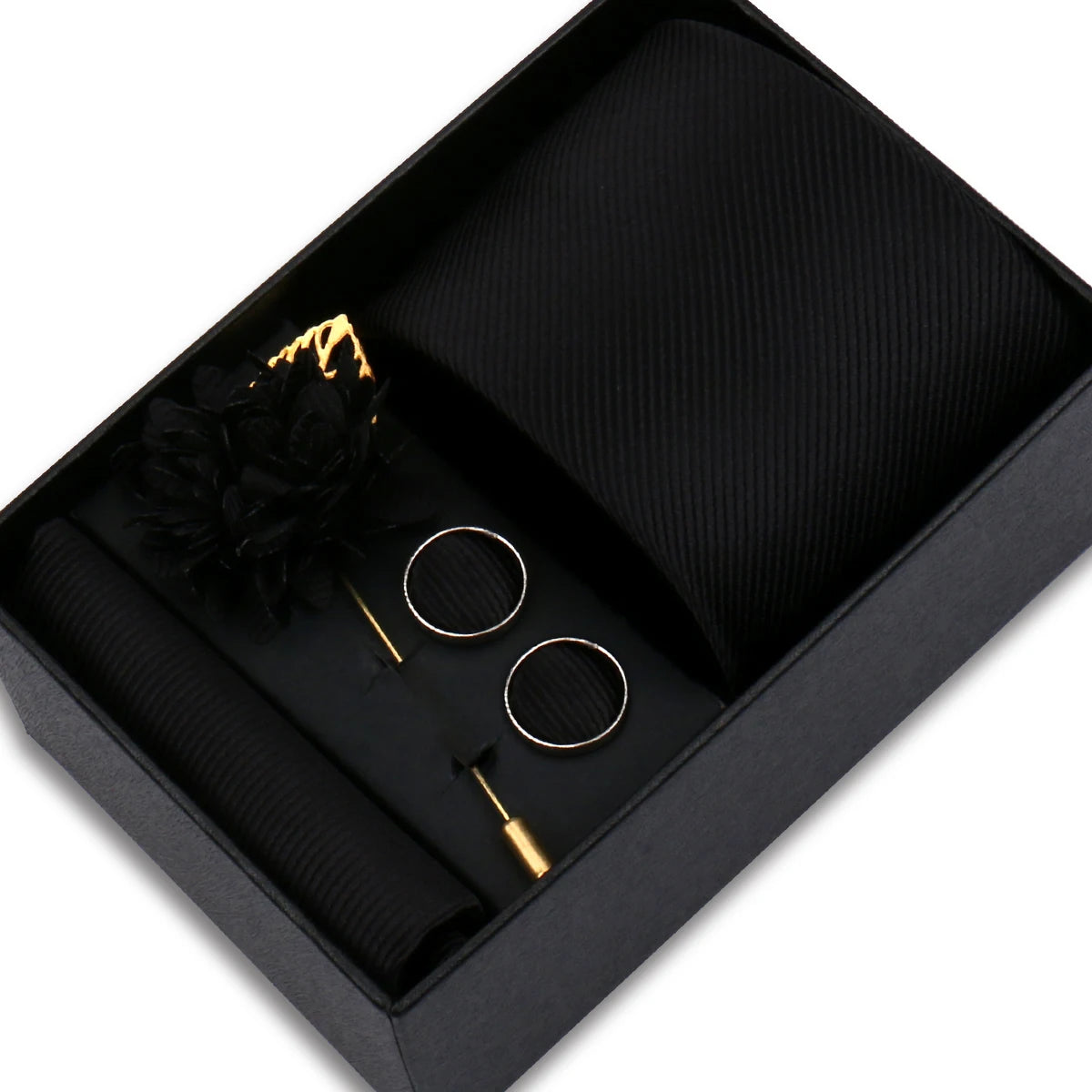 Men’s Solid Color Tie & Accessories Set