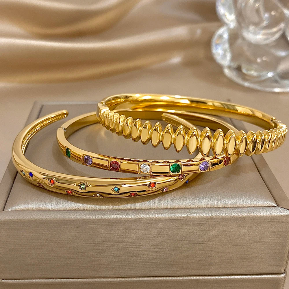 Gold Plated Rhinestone Cuff Bracelet