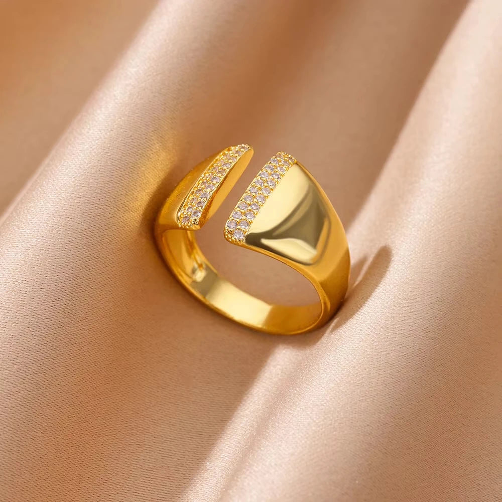 Evil Eye Gold Zircon Adjustable Ring