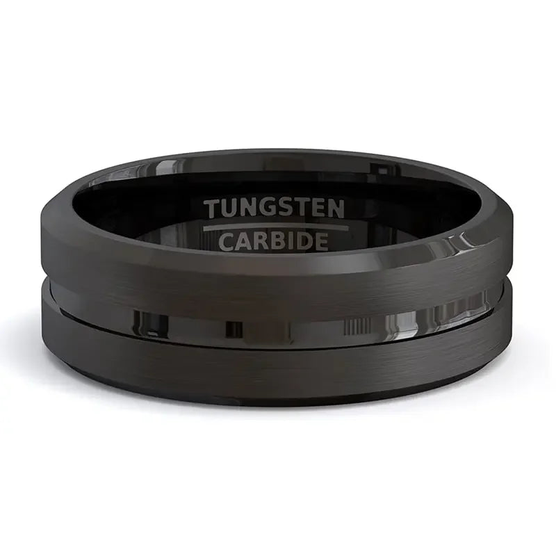 8mm Black Matte Stainless Steel Groove Ring