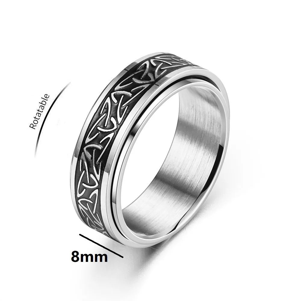 Viking Celtic Knot Stainless Steel Spinner Ring