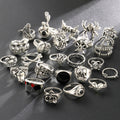 24-Piece Gothic Punk Grunge Unisex Ring Set