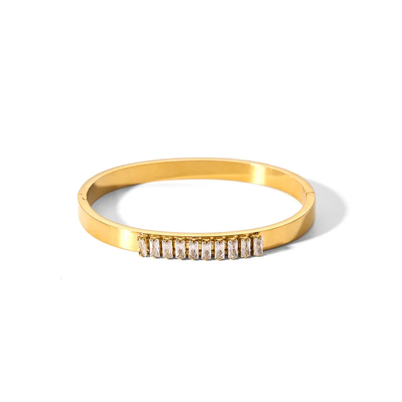 Elegant CZ Stainless Steel Women’s Bracelet