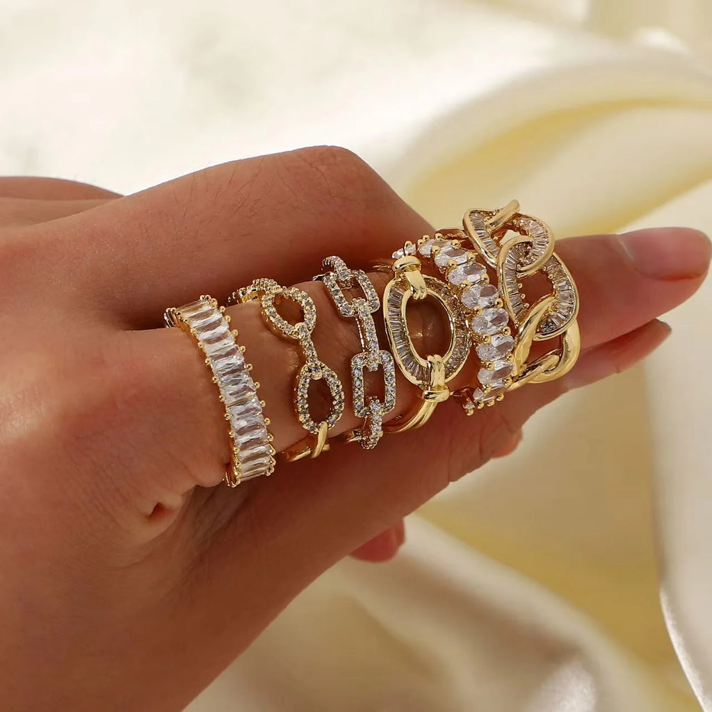 Gold CZ Stainless Steel Ring for Women
